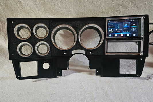 Classic Revolution touch screen bezel installed in a square body dash