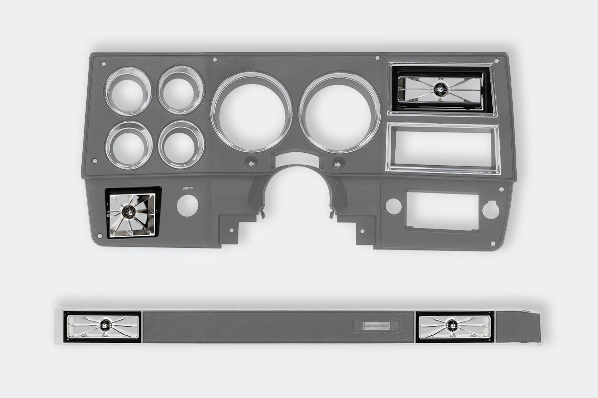 Restomod Air chrome billet A/C vents installed in a 1981-87 Chevy truck dash
